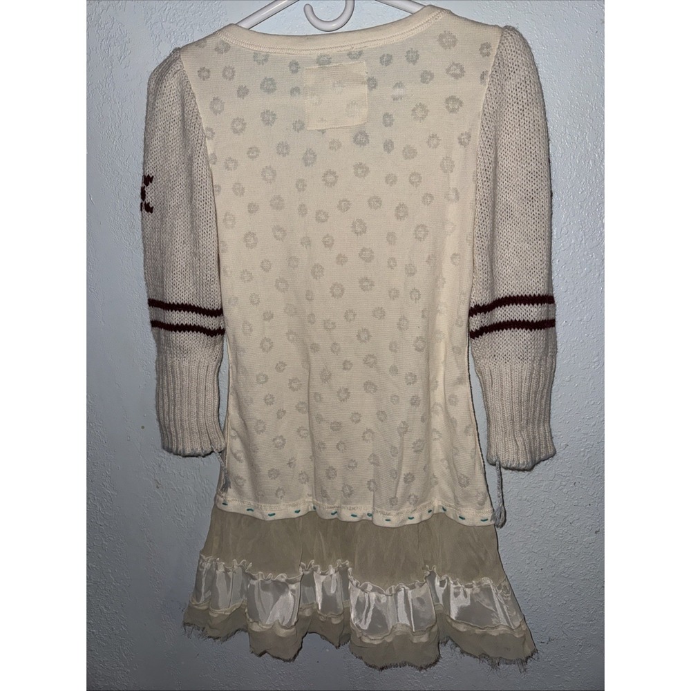 FREE PEOPLE size S Knit Sleeve Thermal Peplum Tunic Ruffle Trim Top Mini Dress - Picture 5 of 10